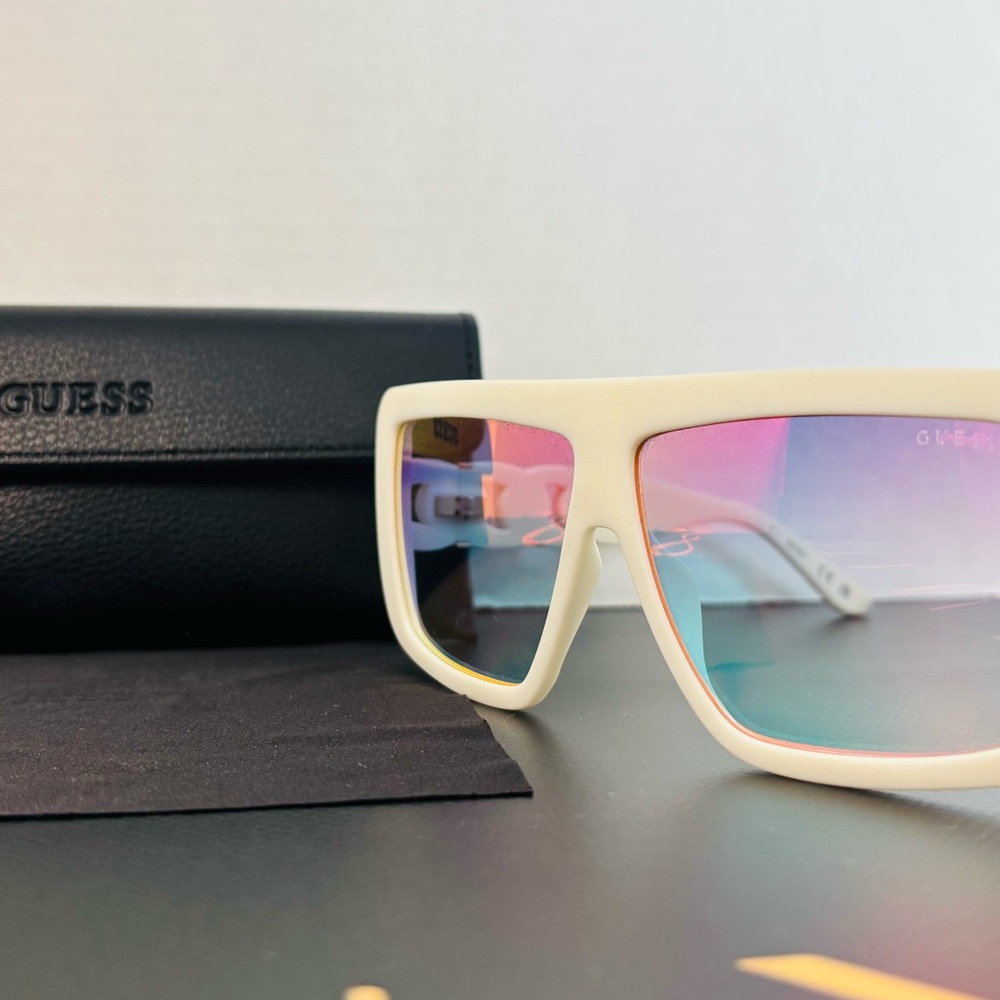 Authentic GUESS White Sunglasses with Multicolor Lenses - New with Packaging